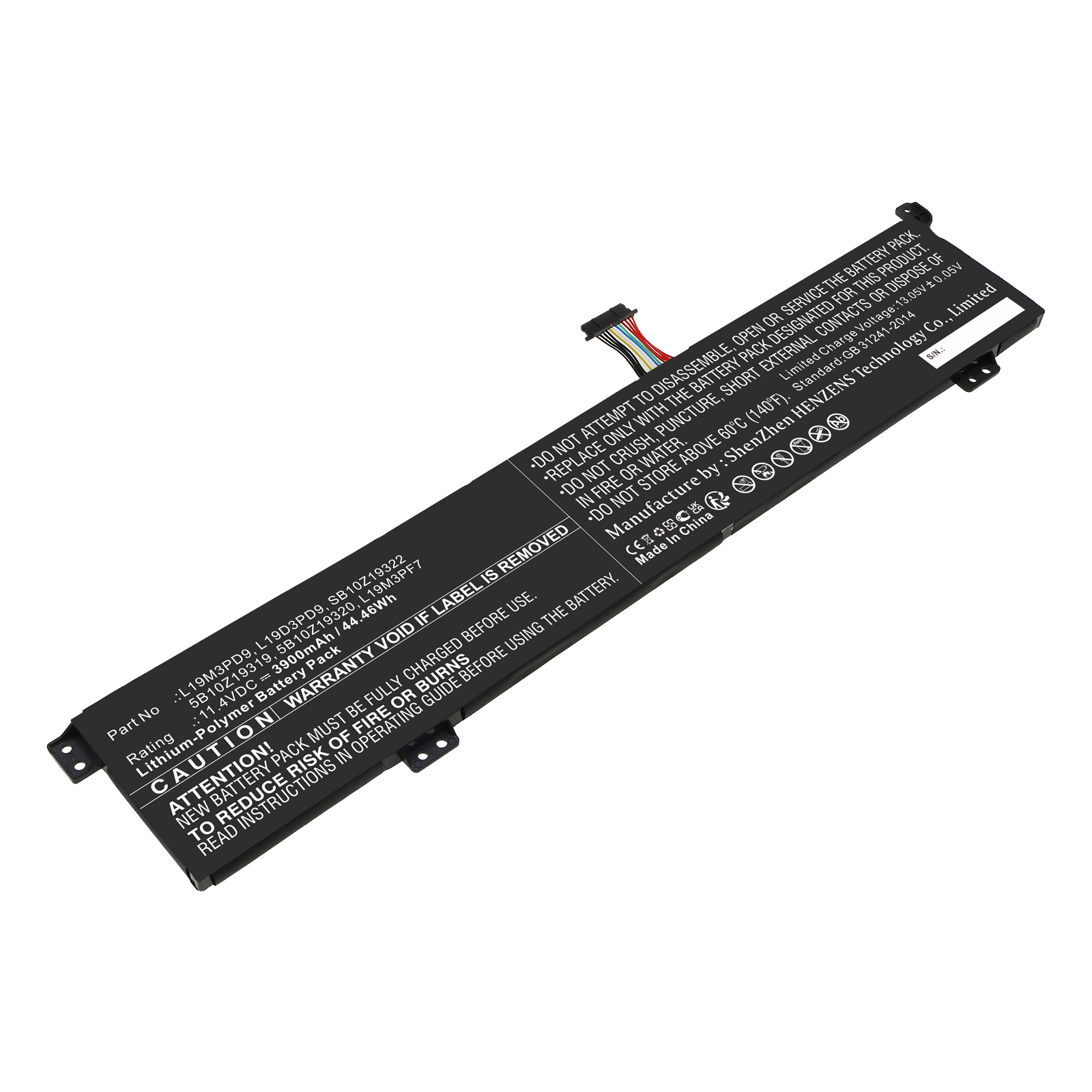 Synergy Digital Laptop Battery, Compatible with Lenovo L19D3PD9 Laptop Battery (Li-Pol, 11.52V, 3900mAh)