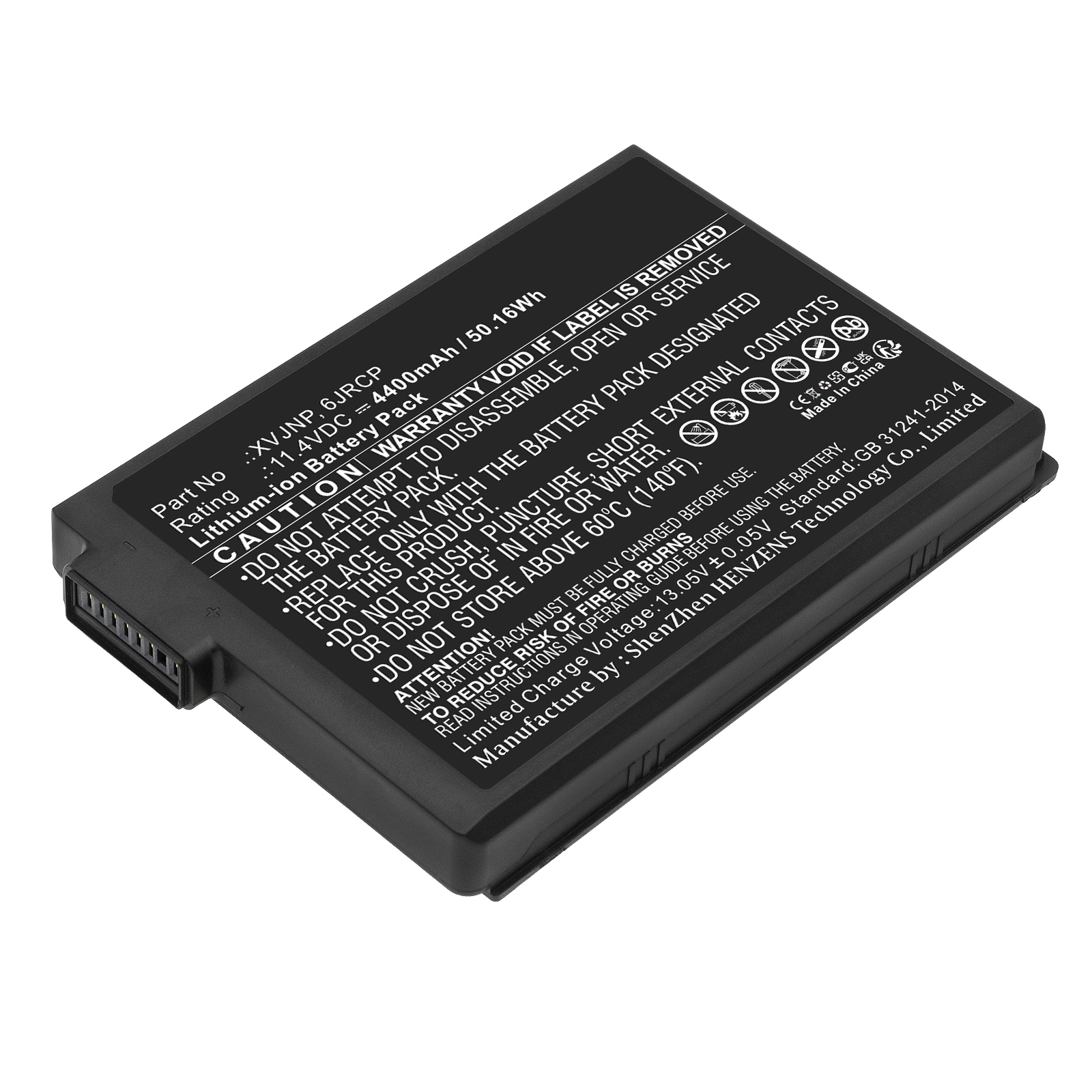 Synergy Digital Laptop Battery, Compatible with DELL 6JRCP Laptop Battery (Li-ion, 11.4V, 4400mAh)