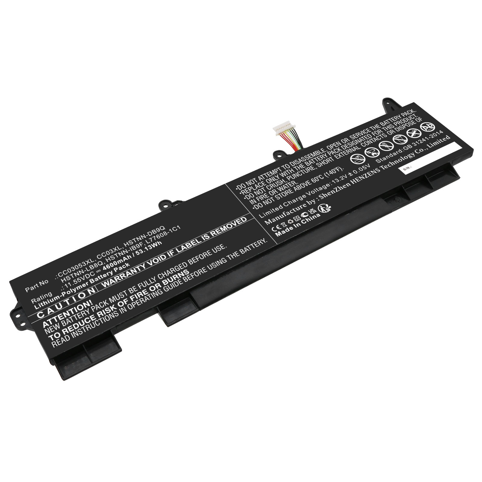 Synergy Digital Laptop Battery, Compatible with HP CC03053XL Laptop Battery (Li-ion, 11.55V, 4600mAh)