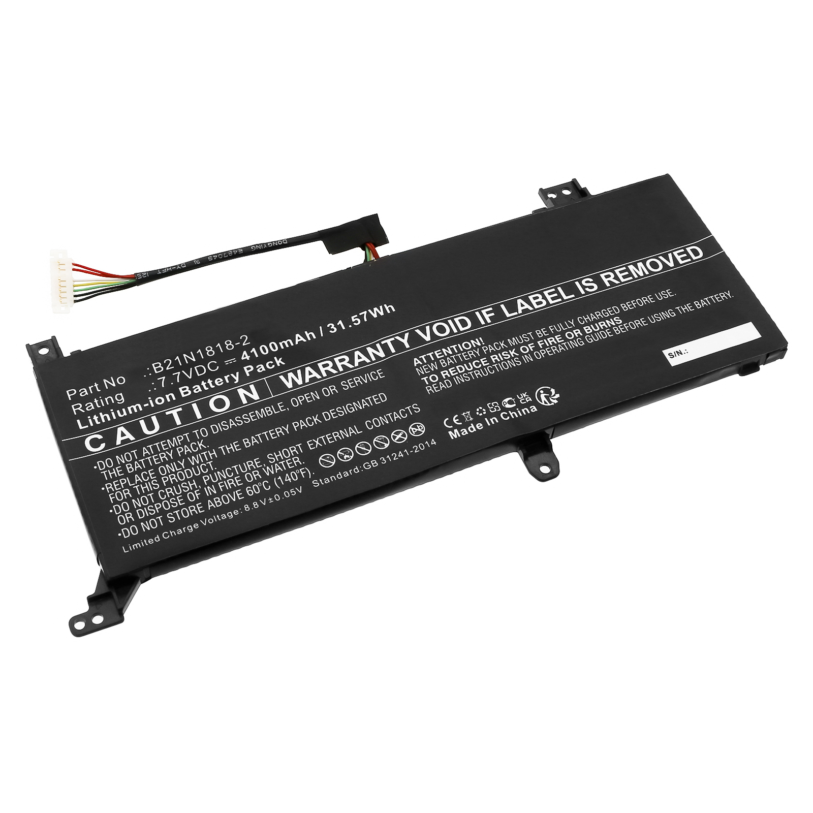 Synergy Digital Laptop Battery, Compatible with Asus B21N1818-2 Laptop Battery (Li-ion, 7.7V, 4100mAh)