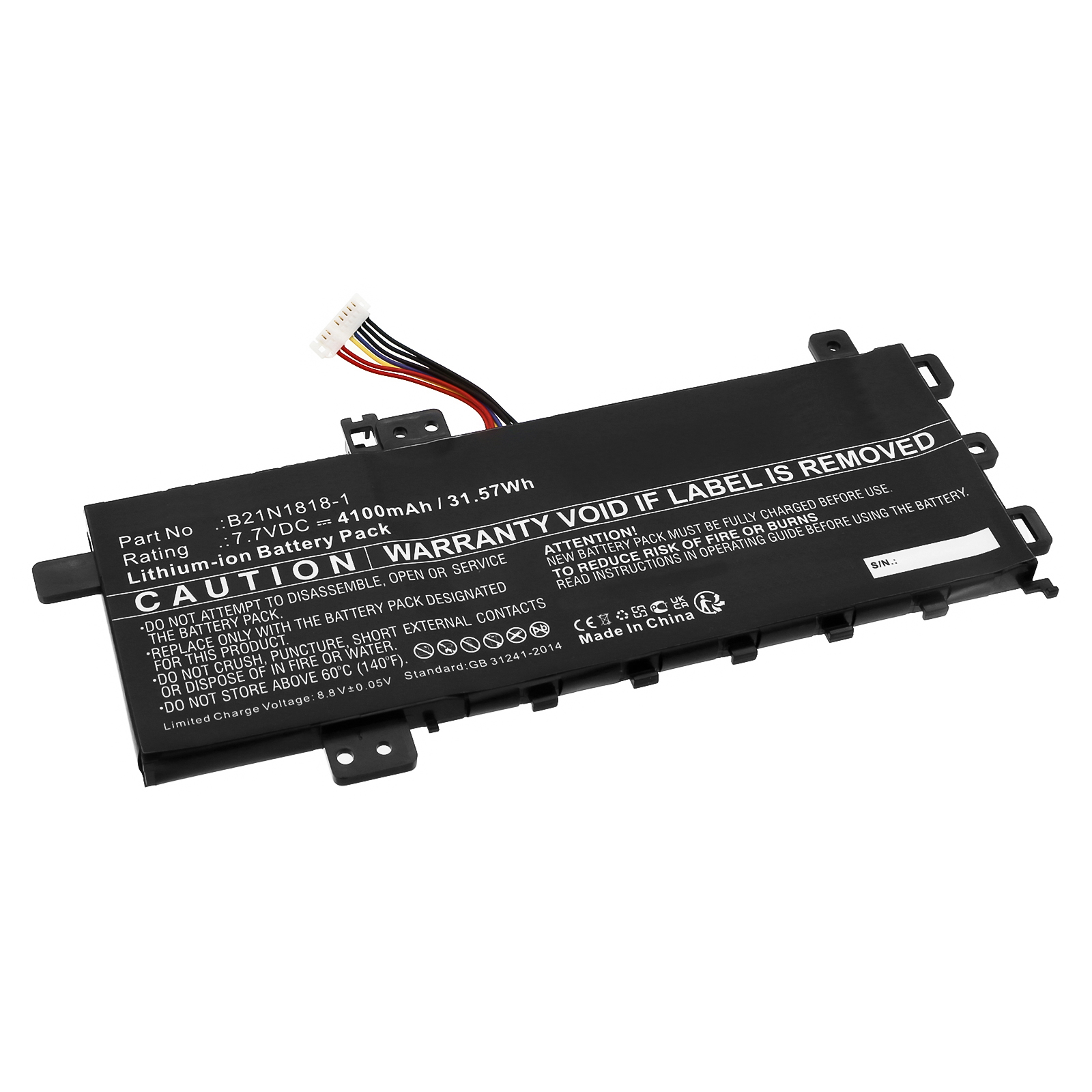 Synergy Digital Laptop Battery, Compatible with Asus B21N1818-1 Laptop Battery (Li-ion, 7.7V, 4100mAh)