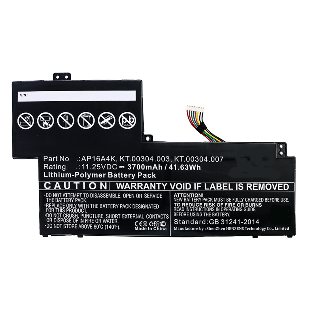 Synergy Digital Laptop Battery, Compatible with Acer AP16A4K, KT.00304.003, KT.00304.007 Laptop Battery (Li-Pol, 11.25V, 3700mAh)