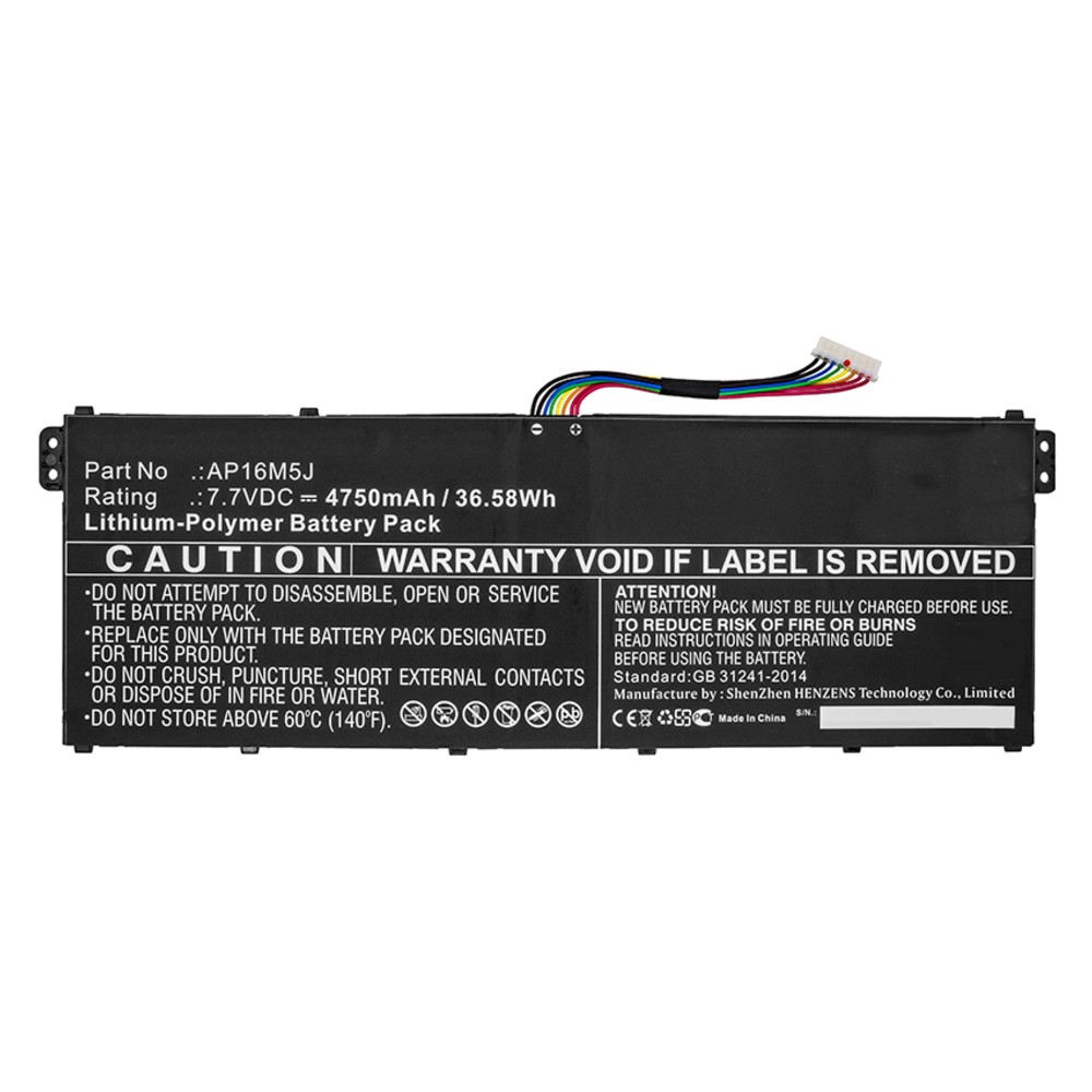 Synergy Digital Laptop Battery, Compatible with Acer AP16M5J, KT.00205.004, KT.00205.005, NX.GNSSA.003, NX.GNTSA.007, NX.GNVSA.013, NX.GNVSA.022, NX.GQ4SA.002, NX.GQ4SA.003, NX.GTHEU.001, NX.GTHEU.003, NX.GVWSA.002, NX.GVYSG.011, NX.GY9SA.005, NX.GY9SA.007, NX.H38SA.002 Laptop Battery (Li-Pol, 7.7V, 4750mAh)