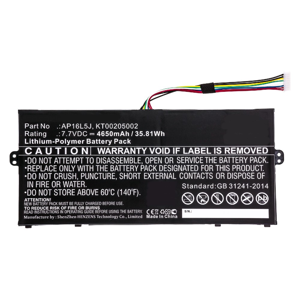 Synergy Digital Laptop Battery, Compatible with Acer AP16L5J, KT00205002 Laptop Battery (Li-Pol, 7.7V, 4650mAh)