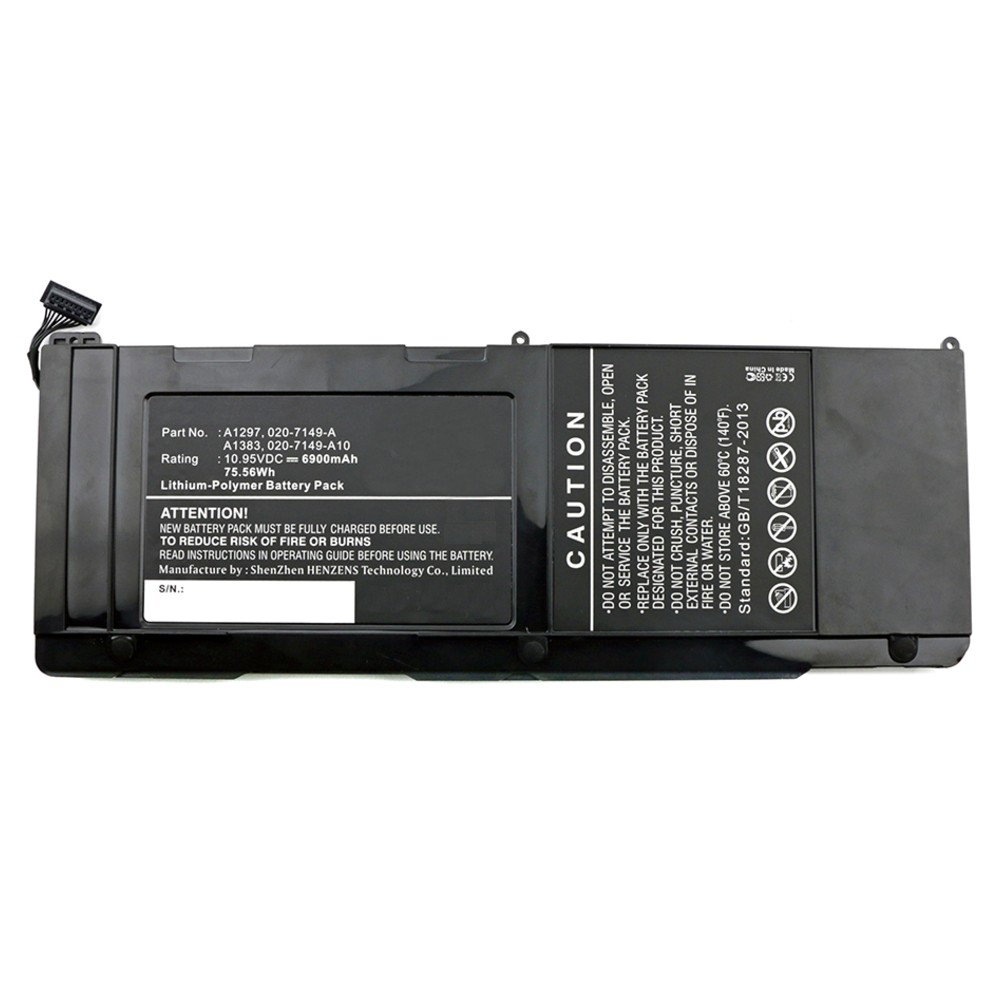 Synergy Digital Laptop Battery, Compatible with Apple 020-7149-A, 020-7149-A10, A1297, A1383 Laptop Battery (Li-Pol, 10.95V, 6900mAh)