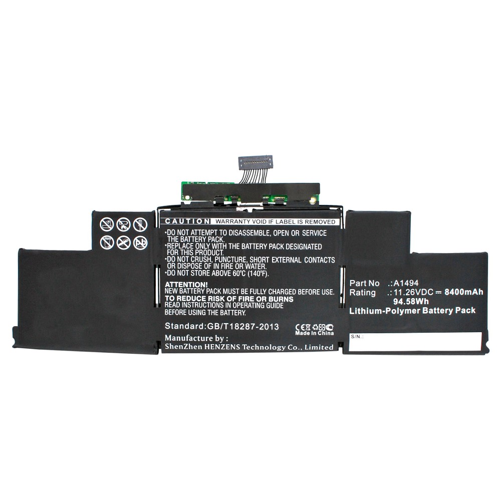 Synergy Digital Laptop Battery, Compatible with Apple A1494 Laptop Battery (Li-Pol, 11.26V, 8400mAh)