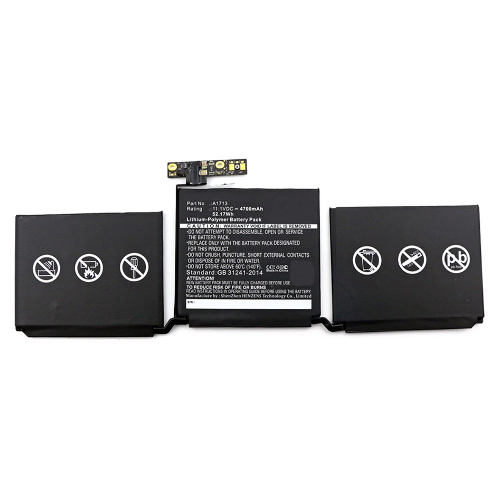 Synergy Digital Laptop Battery, Compatible with Apple 0-00946, A1713 Laptop Battery (Li-Pol, 11.1V, 4700mAh)