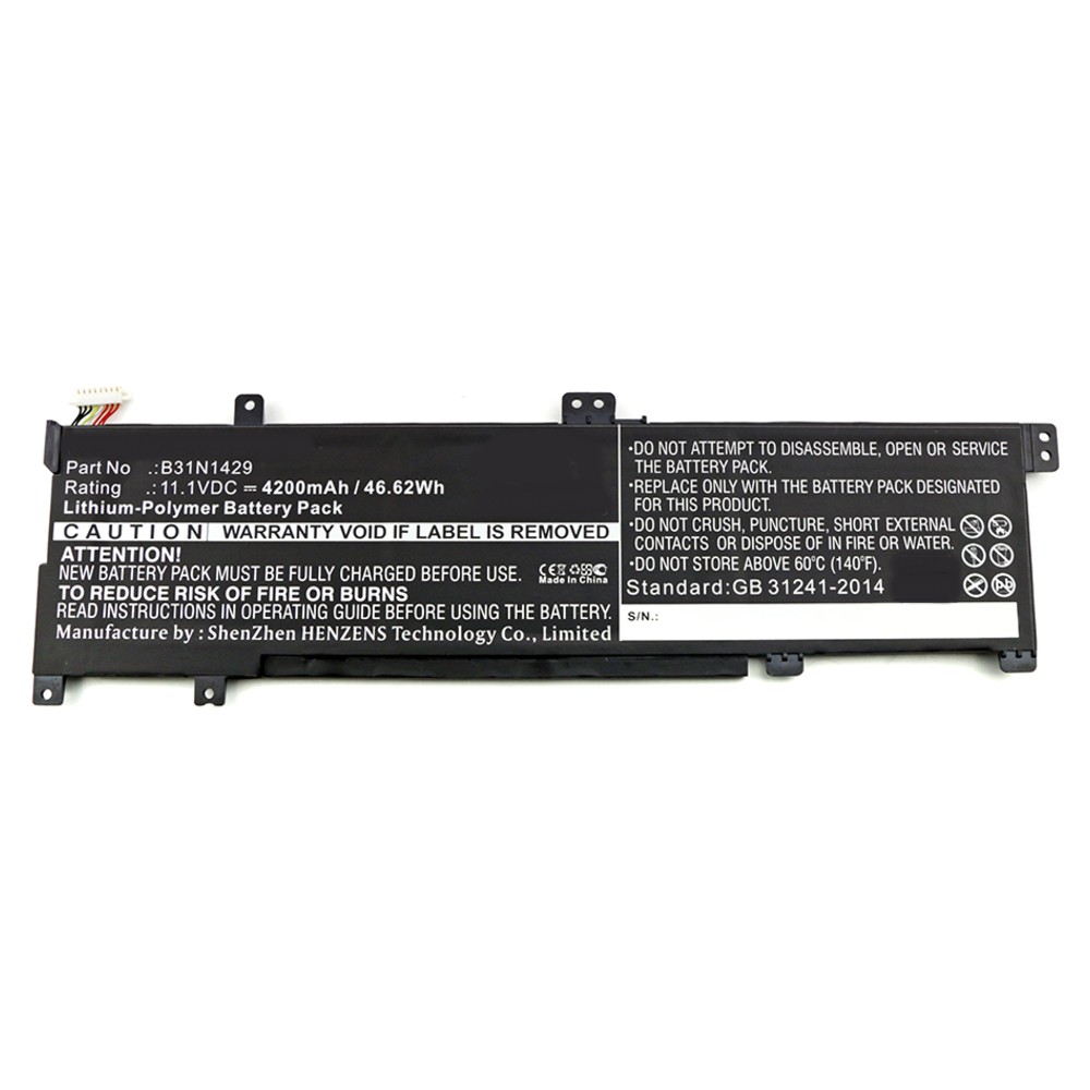 Synergy Digital Laptop Battery, Compatible with Asus 0B200-01460000, 0B200-01460100, B31N1429 Laptop Battery (Li-Pol, 11.1V, 4200mAh)