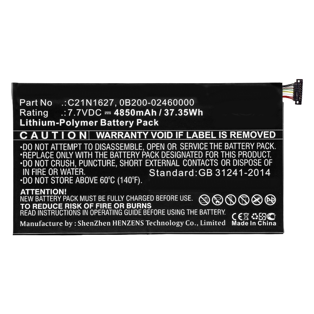 Synergy Digital Laptop Battery, Compatible with Asus 0B200-02460000, C21N1627 Laptop Battery (Li-Pol, 7.7V, 4850mAh)