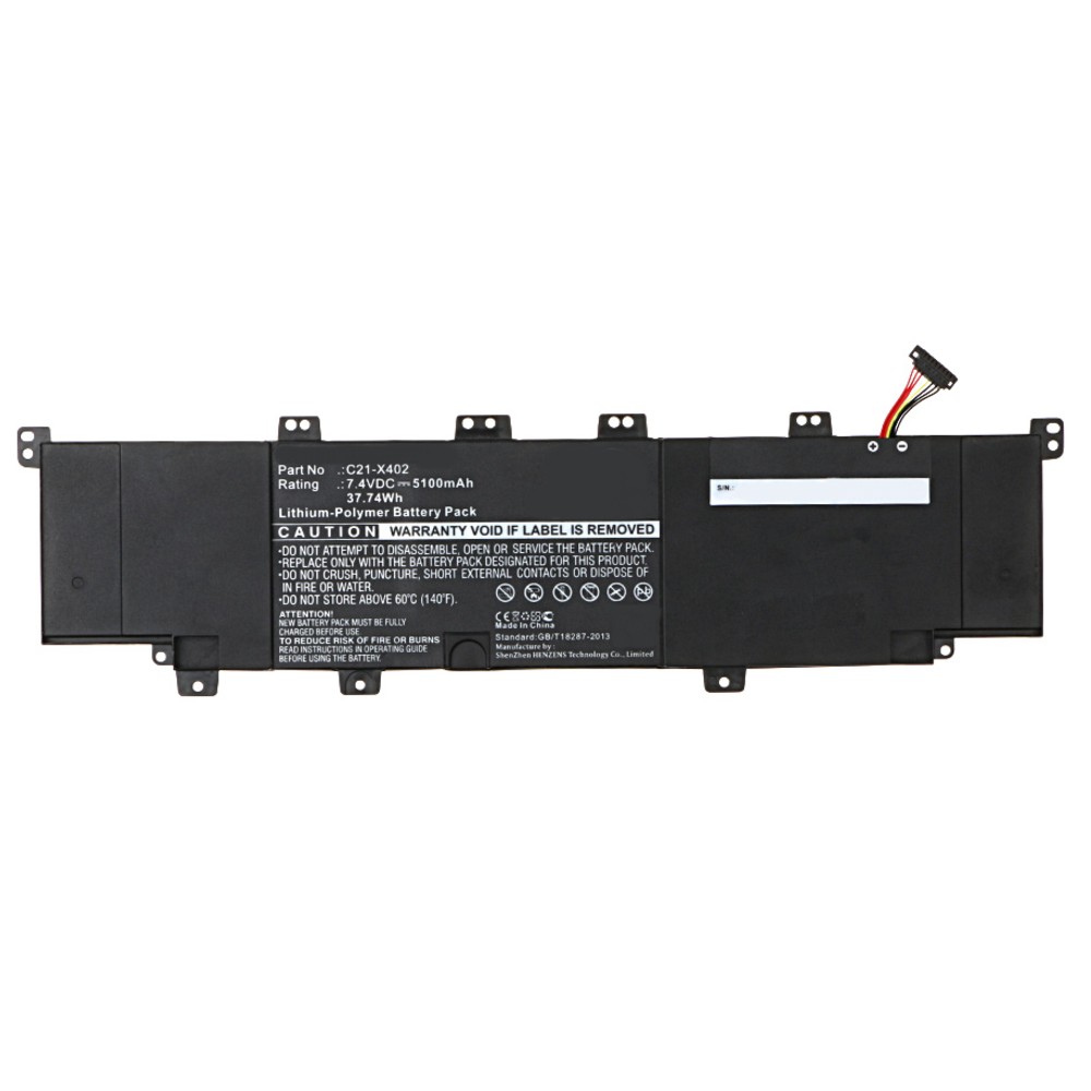 Synergy Digital Laptop Battery, Compatible with Asus C21-X402 Laptop Battery (Li-Pol, 7.4V, 5100mAh)