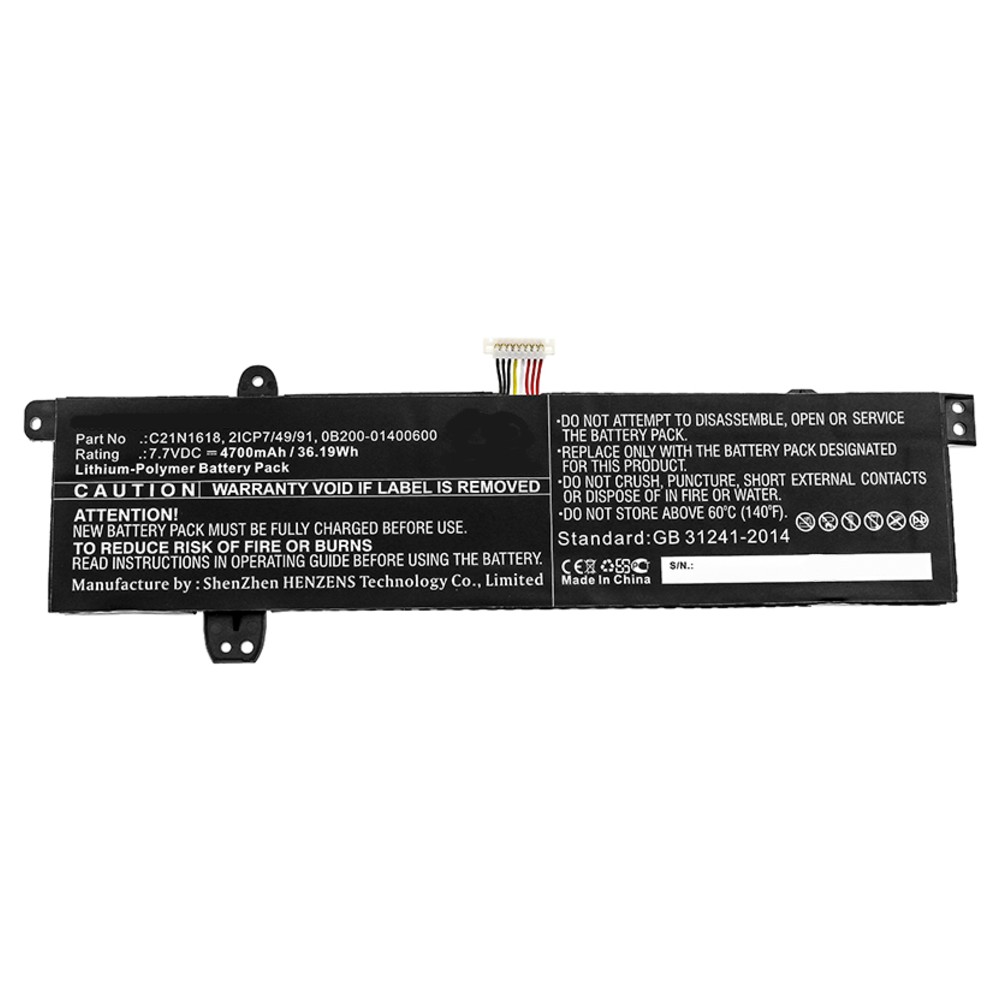 Synergy Digital Laptop Battery, Compatible with Asus 0B200-01400600, 2ICP7/49/91, C21N1618 Laptop Battery (Li-Pol, 7.7V, 4700mAh)