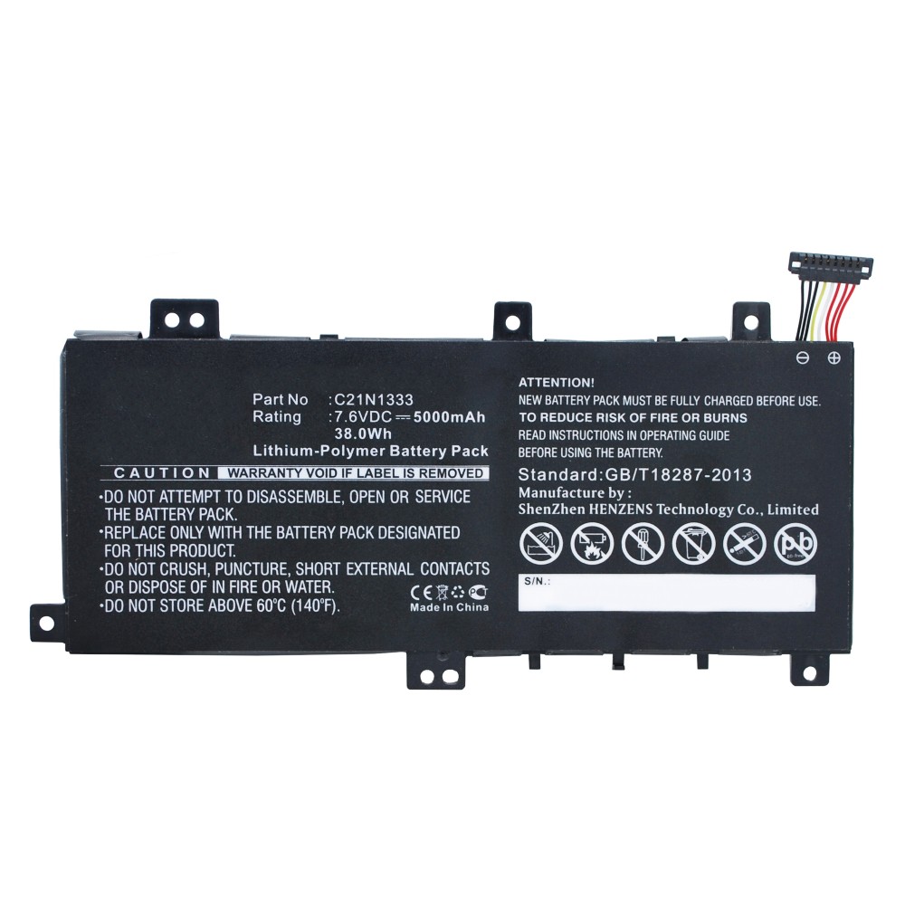 Synergy Digital Laptop Battery, Compatible with Asus 0B200-00860000, 0B200-00860100, 0B200-00860200, 0B200-00860300, 0B200-00860400, C21N1333, C21NI333 Laptop Battery (Li-Pol, 7.6V, 5000mAh)