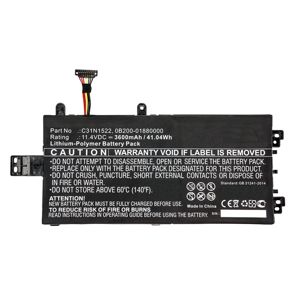 Synergy Digital Laptop Battery, Compatible with Asus 0B200-01880000, C31N1522 Laptop Battery (Li-Pol, 11.4V, 3600mAh)