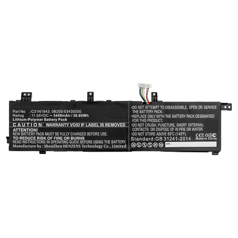 Synergy Digital Laptop Battery, Compatible with Asus 0B200-03430000, C31N1843 Laptop Battery (Li-Pol, 11.55V, 3450mAh)