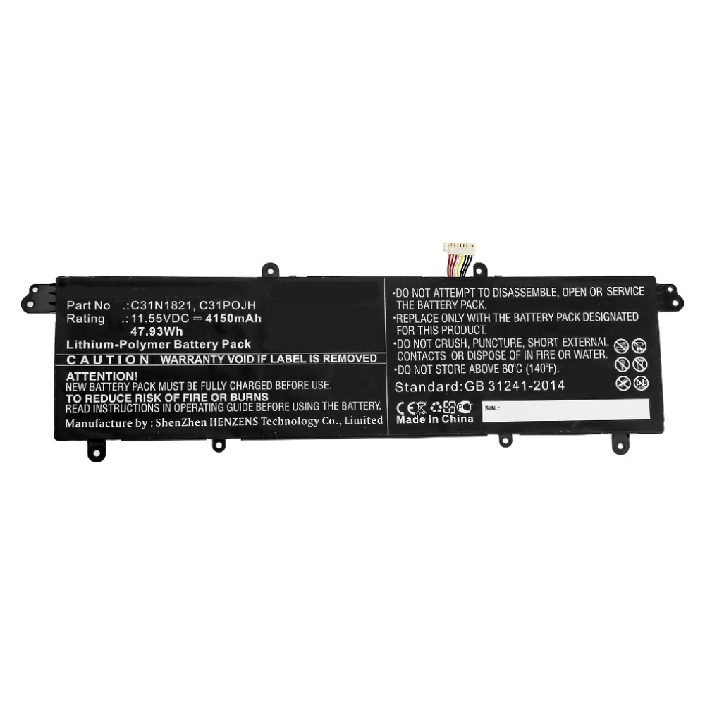 Synergy Digital Laptop Battery, Compatible with Asus 0B200-03210100, C31N1821, C31POJH Laptop Battery (Li-Pol, 11.55V, 4150mAh)