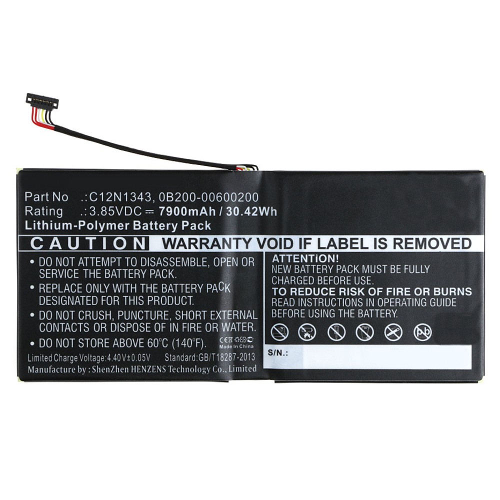Synergy Digital Laptop Battery, Compatible with Asus 0B200-00600200, C12N1343 Laptop Battery (Li-Pol, 3.85V, 7900mAh)