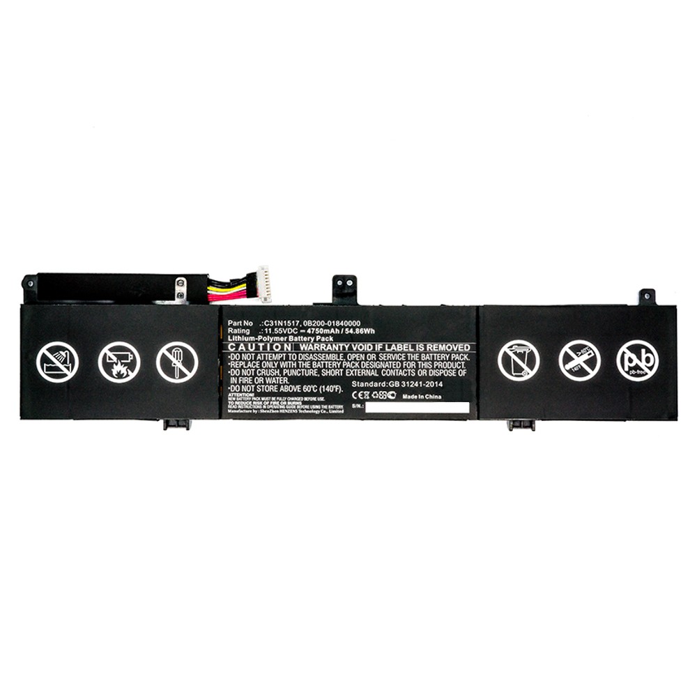 Synergy Digital Laptop Battery, Compatible with Asus 0B200-01840000, 0B200-01840100, 0B200-01840200, C31N1517 Laptop Battery (Li-Pol, 11.55V, 4750mAh)