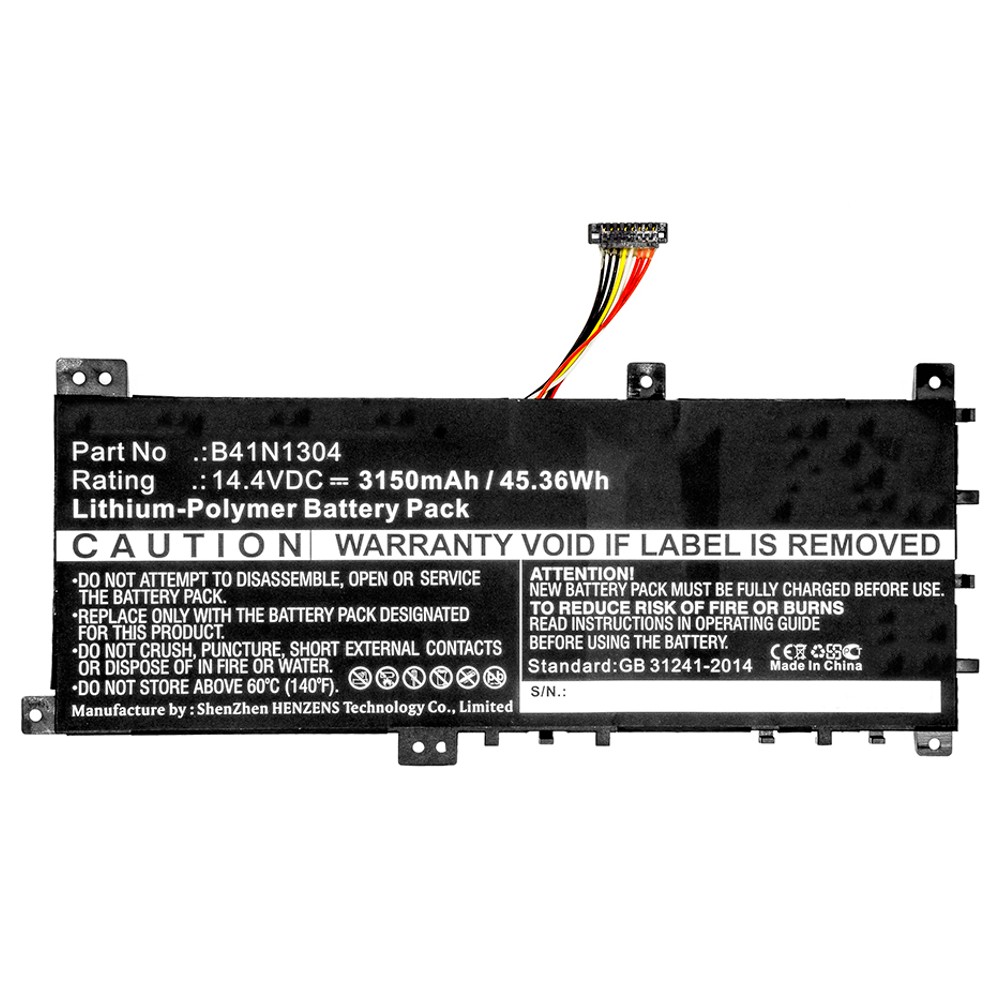 Synergy Digital Laptop Battery, Compatible with Asus B41N1304 Laptop Battery (Li-Pol, 14.4V, 3150mAh)