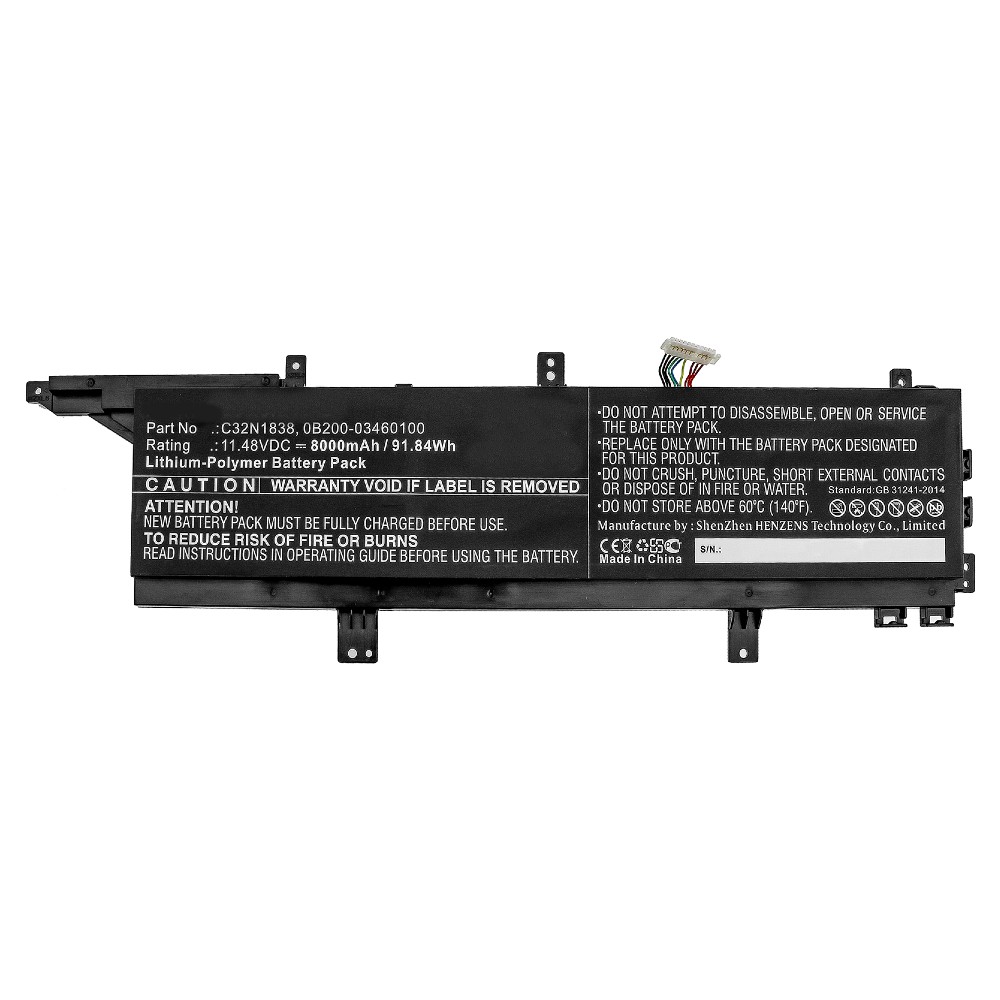 Synergy Digital Laptop Battery, Compatible with Asus 0B200-03460100, C32N1838 Laptop Battery (Li-Pol, 11.48V, 8000mAh)