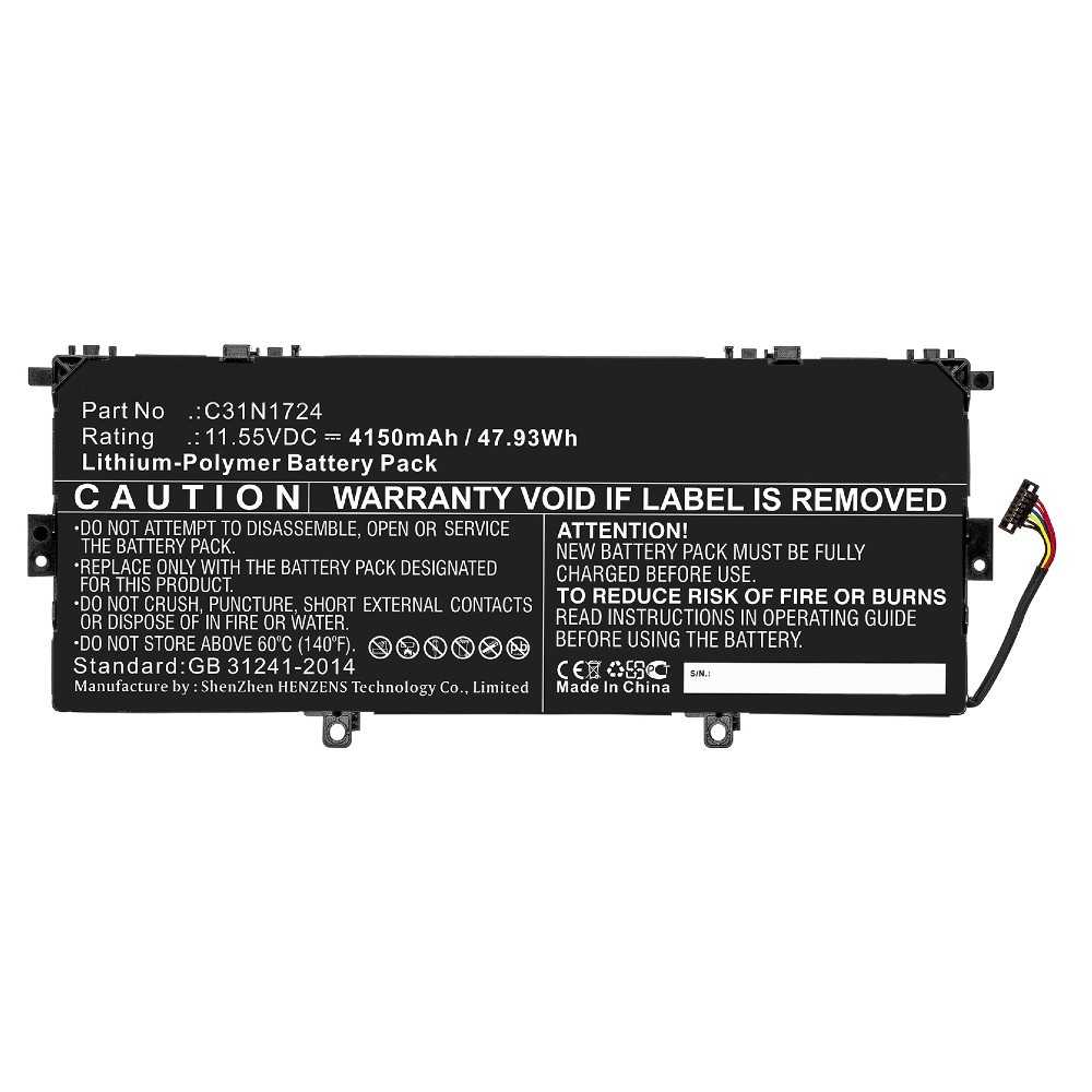 Synergy Digital Laptop Battery, Compatible with Asus 0B200-02760400, C31N1724 Laptop Battery (Li-Pol, 11.55V, 4150mAh)