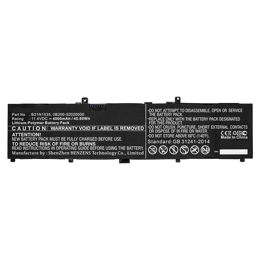 Synergy Digital Laptop Battery, Compatible with Asus 0B200-02020000, B31N1535 Laptop Battery (Li-Pol, 11.4V, 4000mAh)