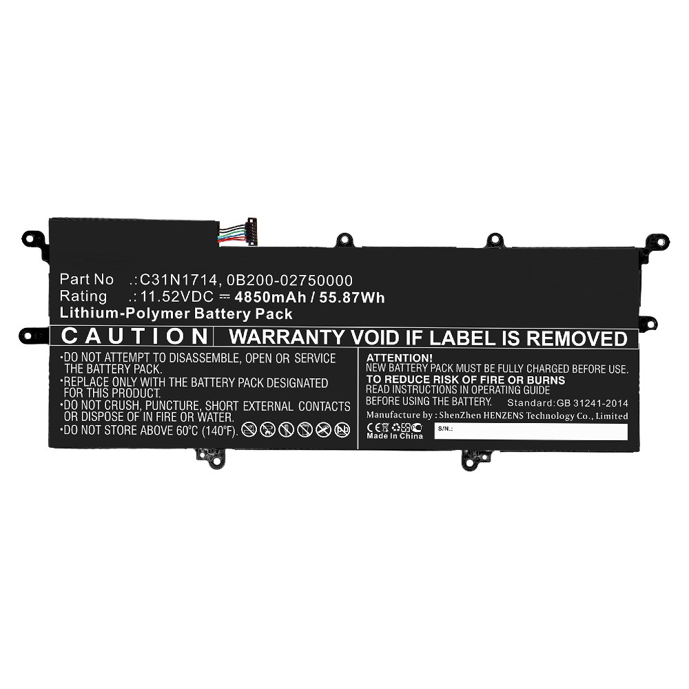 Synergy Digital Laptop Battery, Compatible with Asus 0B200-02750000, C31N1714 Laptop Battery (Li-Pol, 11.52V, 4850mAh)