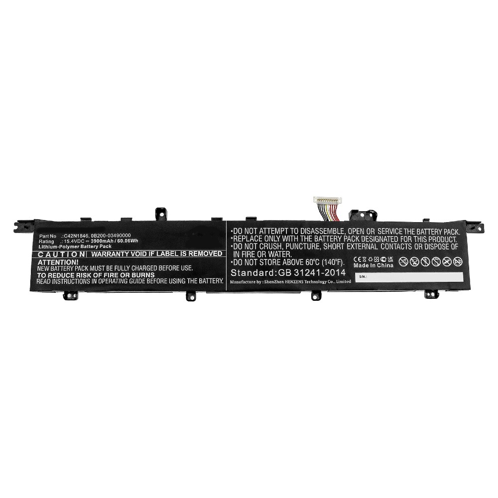 Synergy Digital Laptop Battery, Compatible with Asus 0B200-03490000, C42N1846 Laptop Battery (Li-Pol, 15.4V, 3900mAh)