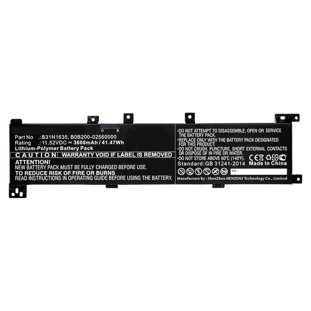 Synergy Digital Laptop Battery, Compatible with Asus B0B200-02560000, B31N1635 Laptop Battery (Li-Pol, 11.52V, 3600mAh)