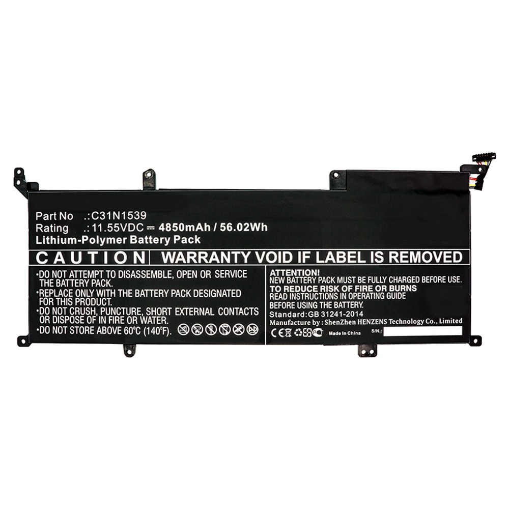Synergy Digital Laptop Battery, Compatible with Asus 0B200-01180200, C31N1539 Laptop Battery (Li-Pol, 11.55V, 4850mAh)