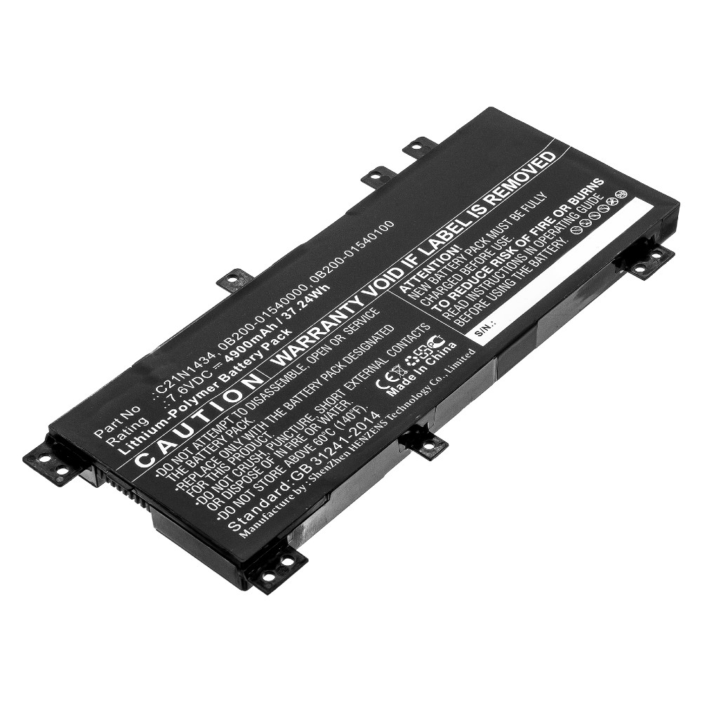 Synergy Digital Laptop Battery, Compatible with Asus 0B200-01540000, 0B200-01540100, C21N1434 Laptop Battery (Li-Pol, 7.6V, 4900mAh)