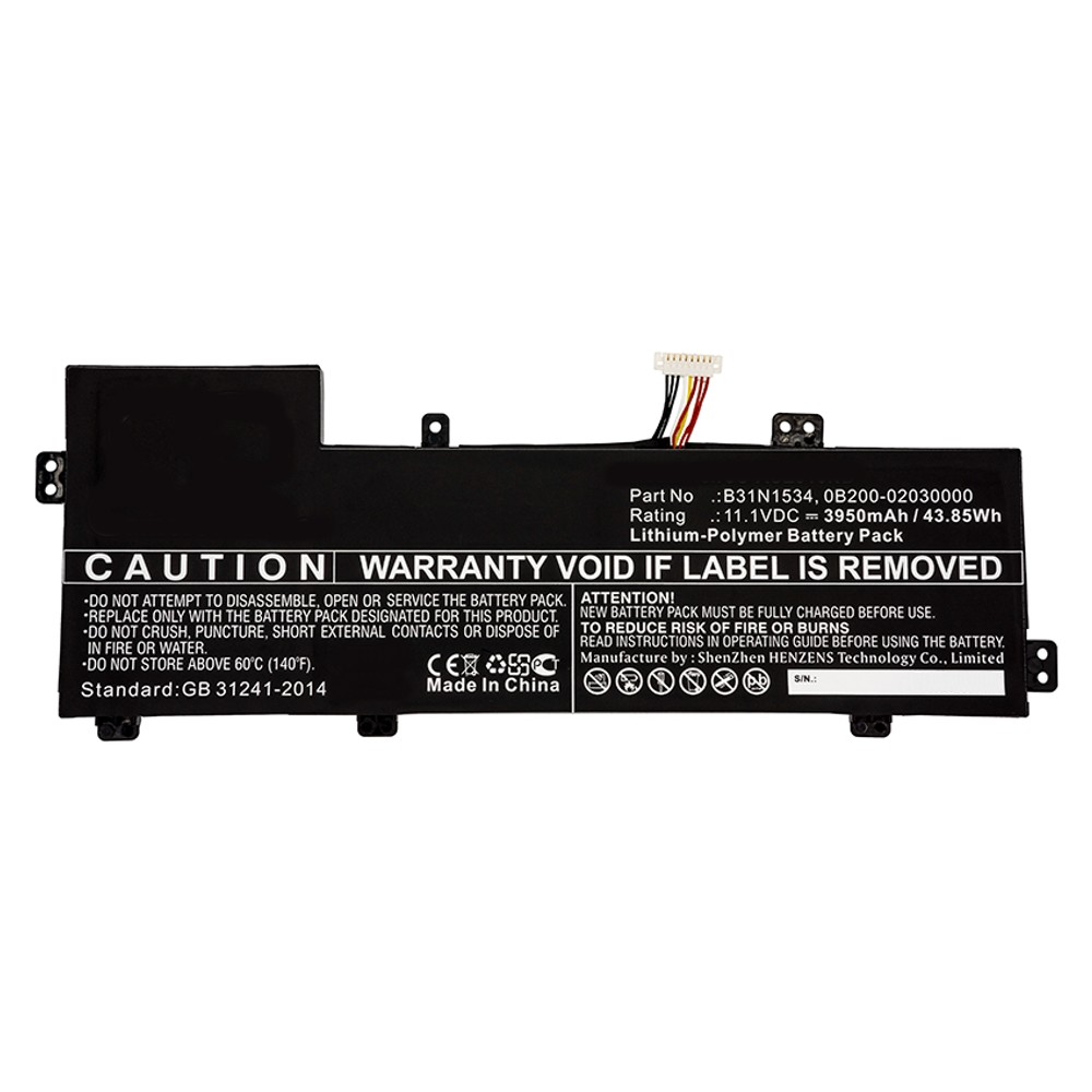 Synergy Digital Laptop Battery, Compatible with Asus 0B200-02030000, B31N1534 Laptop Battery (Li-Pol, 11.1V, 3950mAh)