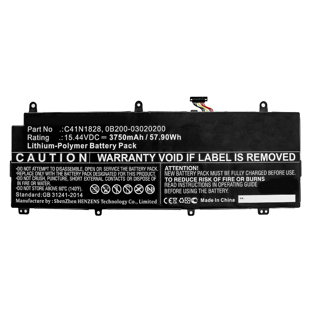 Synergy Digital Laptop Battery, Compatible with Asus 0B200-03020200, C41N1828 Laptop Battery (Li-Pol, 15.44V, 3750mAh)