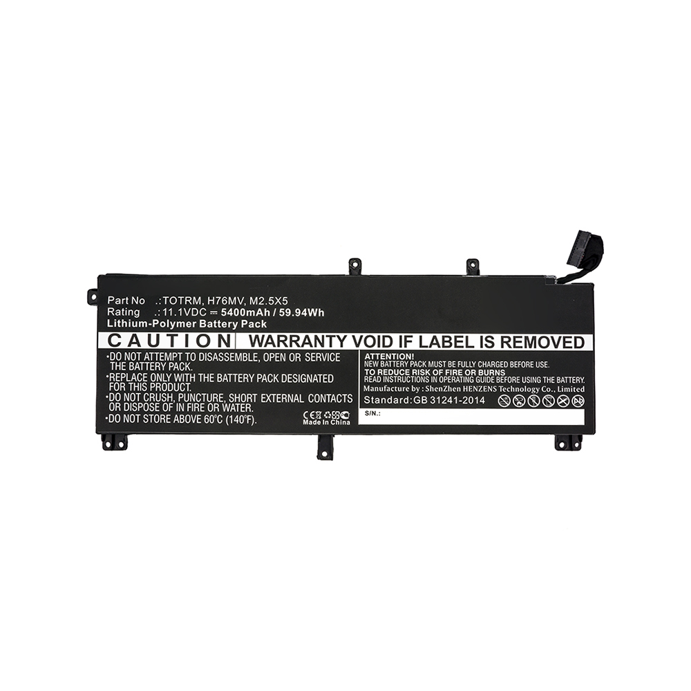 Synergy Digital Laptop Battery, Compatible with DELL 07D1WJ, 0H76MY, 7D1WJ, CN-0T0TRM, H76MV, M2.5X5, OH76MV, T0TRM, TOTRM, Y758W Laptop Battery (Li-Pol, 11.1V, 5400mAh)