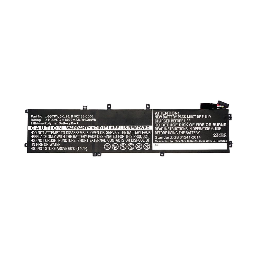 Synergy Digital Laptop Battery, Compatible with DELL 05041C, 0GPM03, 5041C, 5D91C, 5XJ28, 6GTPY, B0768CM848, B07DG1TZ4P, B07GVPFFHT, B102188-0006, GPM03, H5H20 Laptop Battery (Li-Pol, 11.4V, 8000mAh)