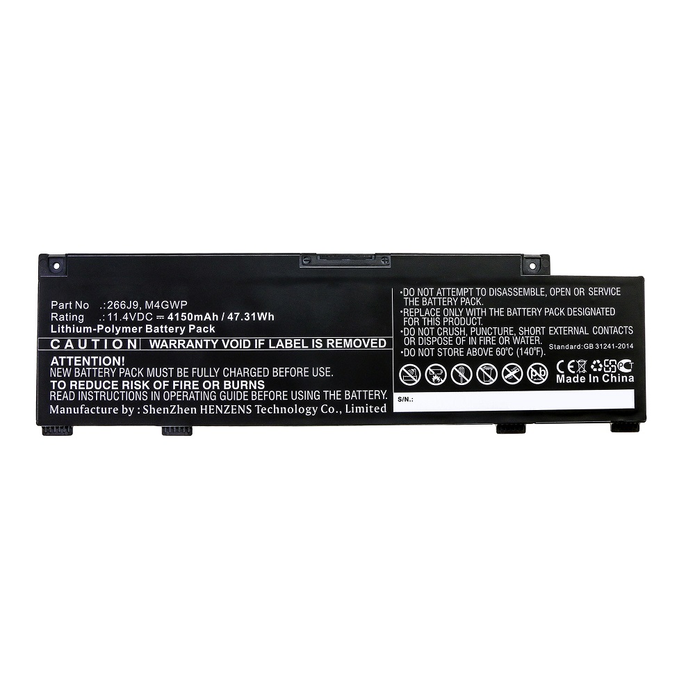 Synergy Digital Laptop Battery, Compatible with DELL 266J9, M4GWP Laptop Battery (Li-Pol, 11.4V, 4150mAh)