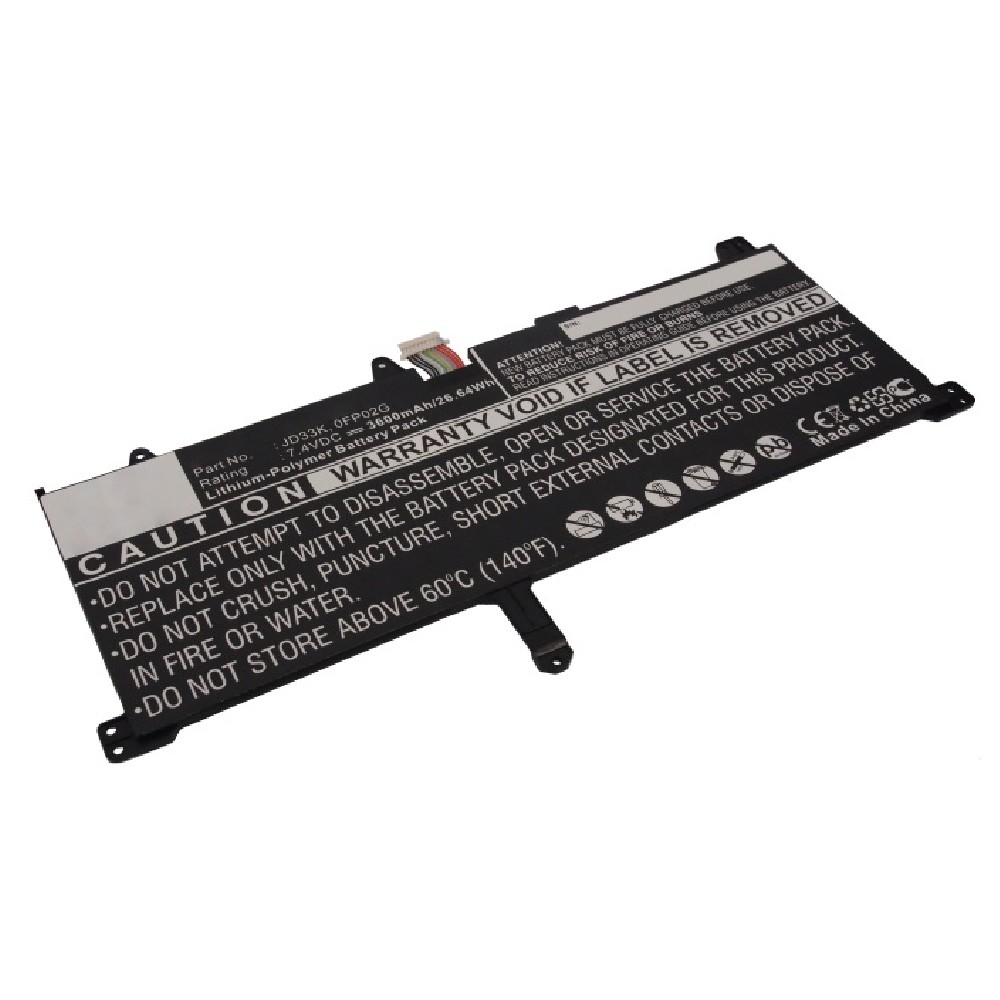 Synergy Digital Laptop Battery, Compatible with DELL 0FP02G, JD33K Laptop Battery (Li-Pol, 7.4V, 3600mAh)