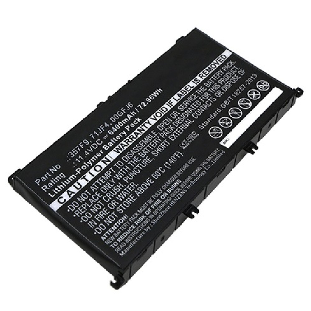 Synergy Digital Laptop Battery, Compatible with DELL 00GFJ6, 071JF4, 357F9, 71JF4, P57F002, P57F003, P65F, P65F001 Laptop Battery (Li-Pol, 11.4V, 6400mAh)