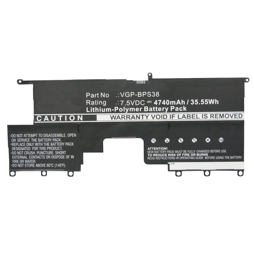 Synergy Digital Laptop Battery, Compatible with Sony VGP-BPS37, VGP-BPS38, VGP-BPSE38 Laptop Battery (Li-Pol, 7.5V, 4740mAh)
