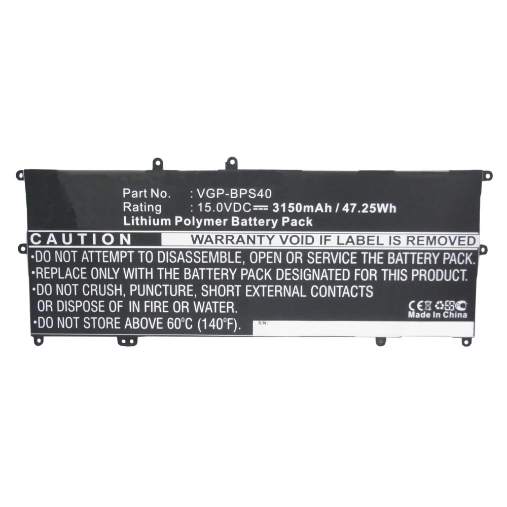 Synergy Digital Laptop Battery, Compatible with Sony VGP-BPS40 Laptop Battery (Li-Pol, 15V, 3150mAh)