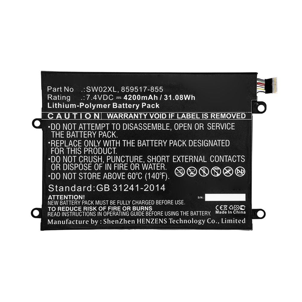 Synergy Digital Laptop Battery, Compatible with HP 859470-1B1, 859517-855, HSTNN-IB7N, SW02XL Laptop Battery (7.4V, Li-Pol, 4200mAh)