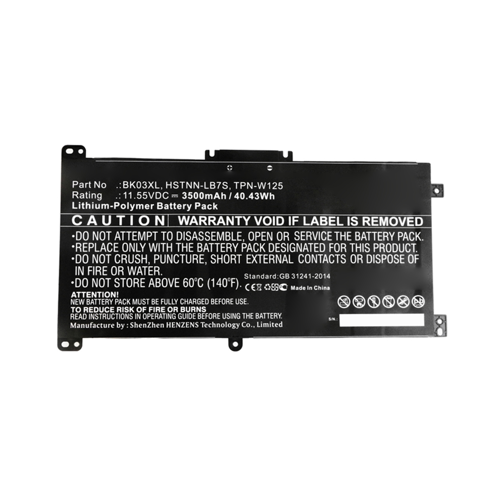 Synergy Digital Laptop Battery, Compatible with HP 916366-421, 916811-855, BK03XL, HSTNN-LB7S Laptop Battery (11.55V, Li-Pol, 3500mAh)