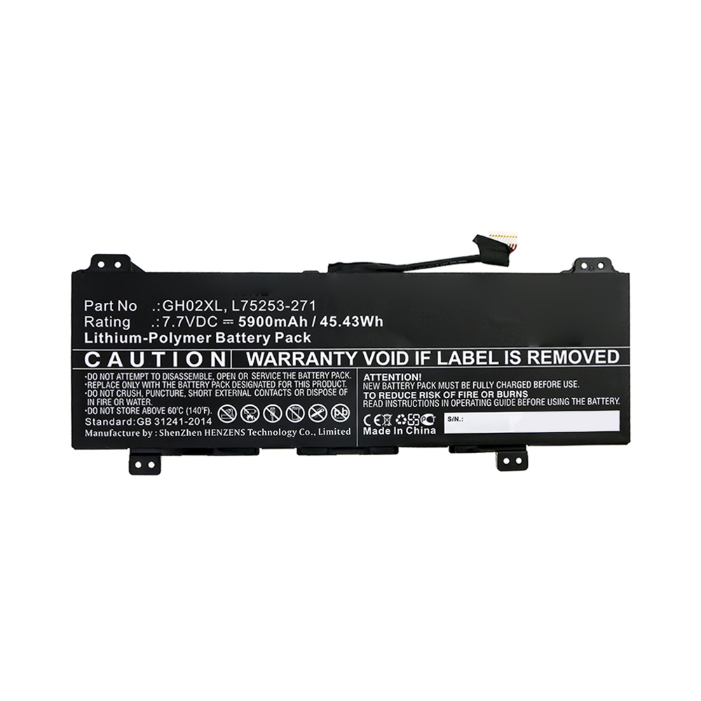 Synergy Digital Laptop Battery, Compatible with HP GH02XL, L75253-271 Laptop Battery (7.7V, Li-Pol, 5900mAh)