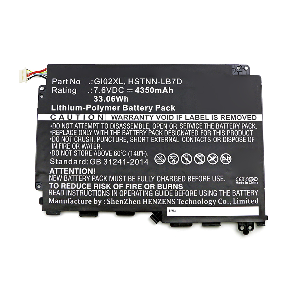 Synergy Digital Laptop Battery, Compatible with HP 832489-421, 833657-005, 841565-001, GI02XL Laptop Battery (7.6V, Li-Pol, 4350mAh)