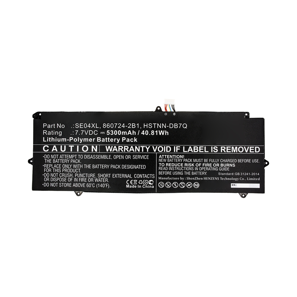 Synergy Digital Laptop Battery, Compatible with HP 860708-855, 860724-2B1, 860724-2C1, HSTNN-DB7Q Laptop Battery (7.7V, Li-Pol, 5300mAh)