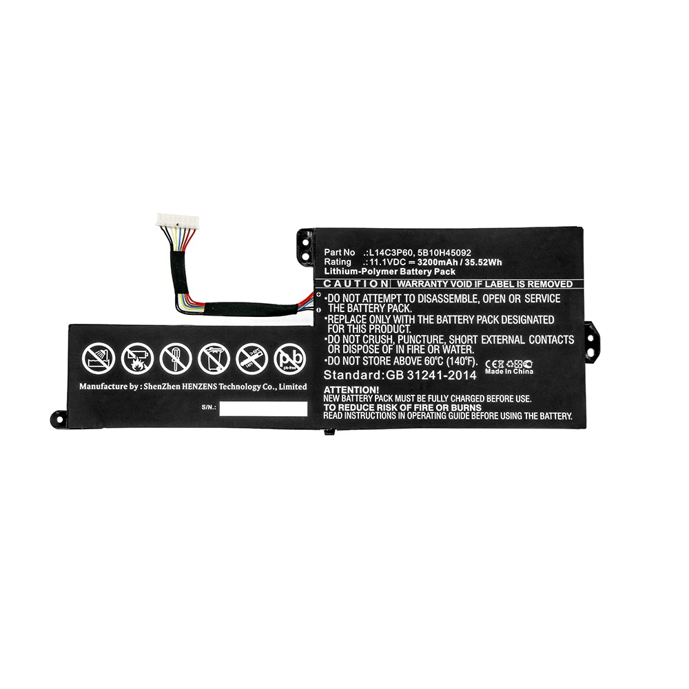 Synergy Digital Laptop Battery, Compatible with Lenovo L14C3P60 Laptop Battery (Li-Pol, 11.1V, 3200mAh)