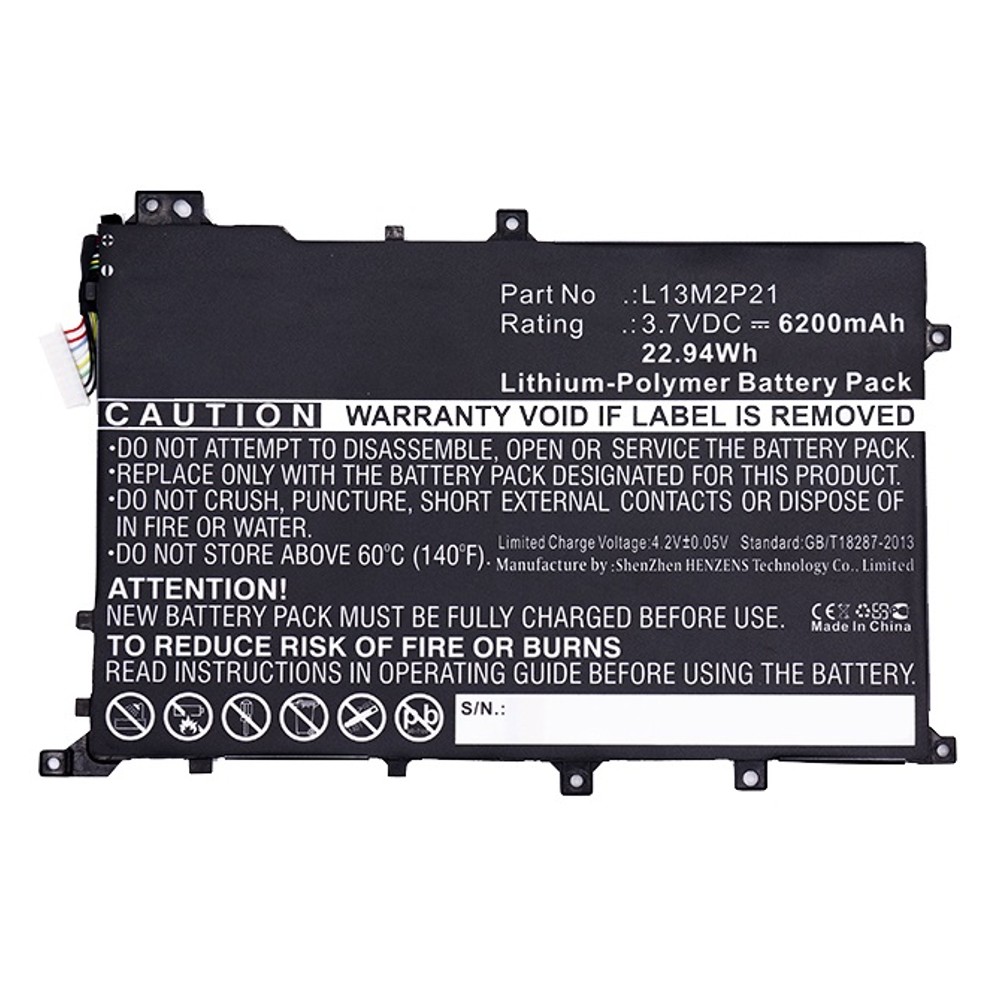 Synergy Digital Laptop Battery, Compatible with Lenovo L13L2P21 Laptop Battery (Li-Pol, 3.7V, 6200mAh)