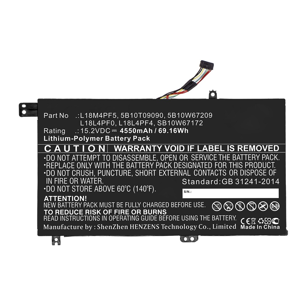 Synergy Digital Laptop Battery, Compatible with Lenovo L18L4PF0 Laptop Battery (Li-Pol, 15.2V, 4550mAh)
