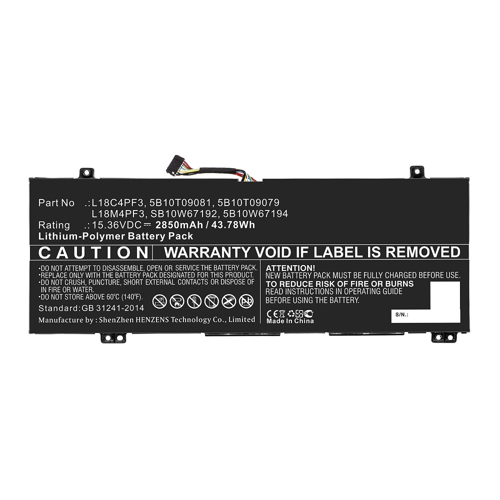 Synergy Digital Laptop Battery, Compatible with Lenovo L18C4PF3 Laptop Battery (Li-Pol, 15.36V, 2850mAh)