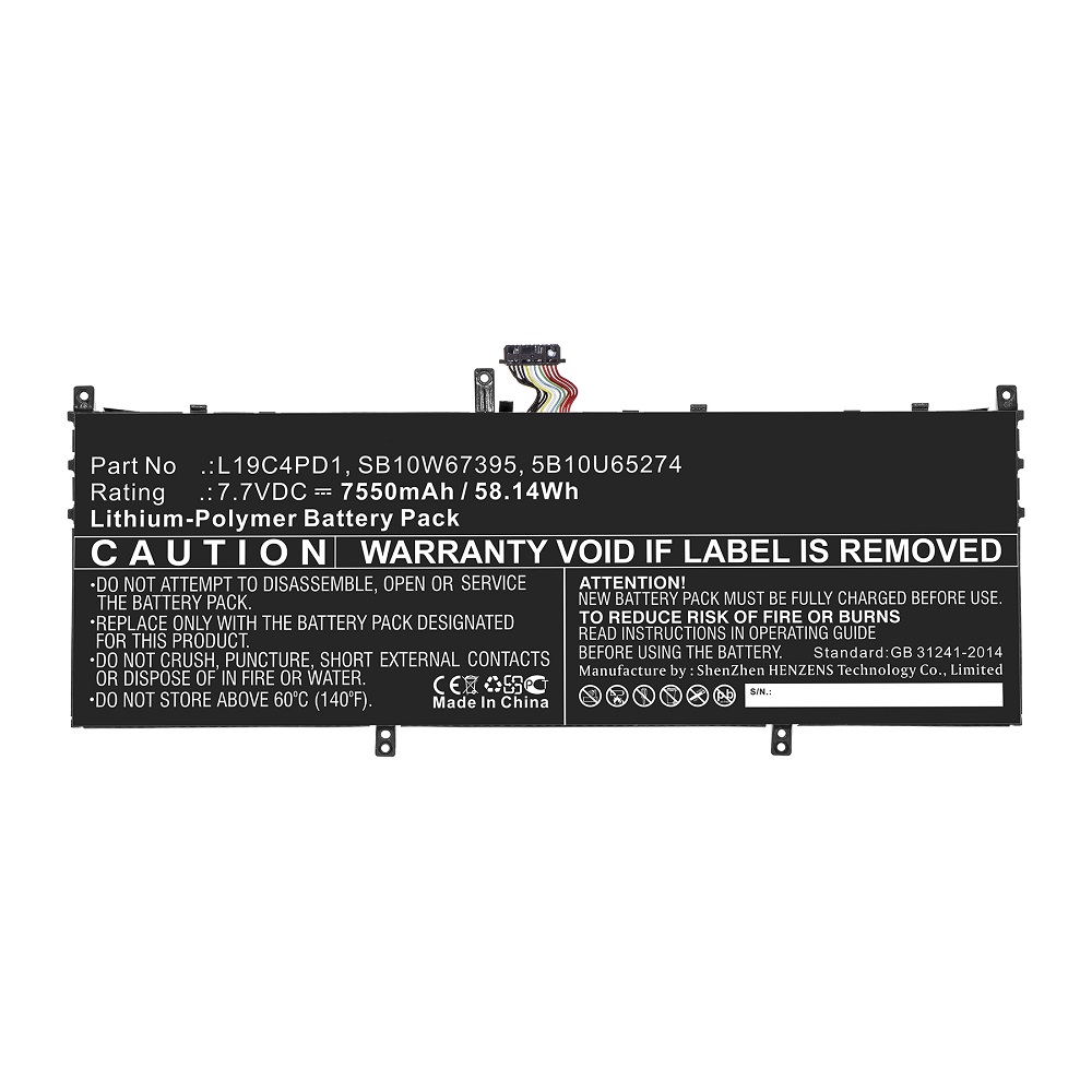 Synergy Digital Laptop Battery, Compatible with Lenovo L19C4PD1 Laptop Battery (Li-Pol, 7.7V, 7550mAh)