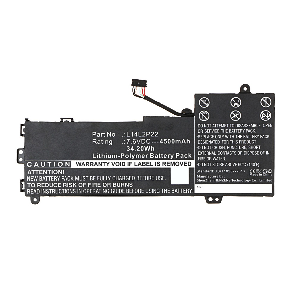 Synergy Digital Laptop Battery, Compatible with Lenovo L14L2P22 Laptop Battery (Li-Pol, 7.6V, 4500mAh)